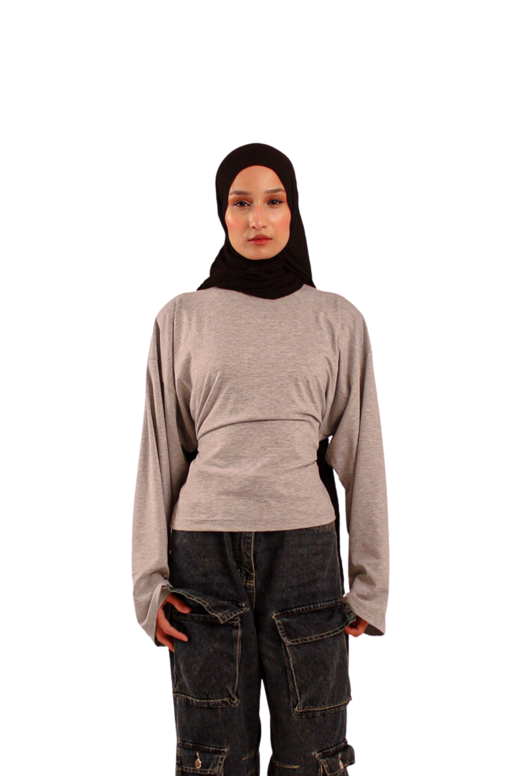 Light Grey Fitted Long Sleeve Tshirt