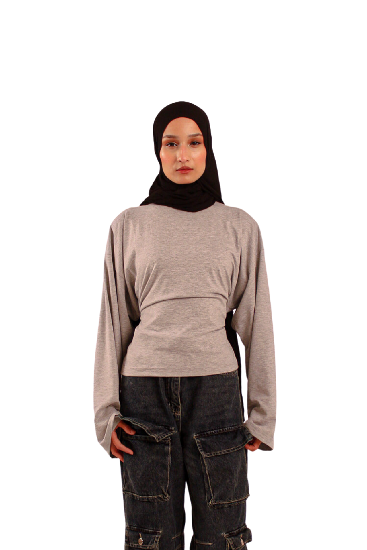 Light Grey Fitted Long Sleeve Tshirt