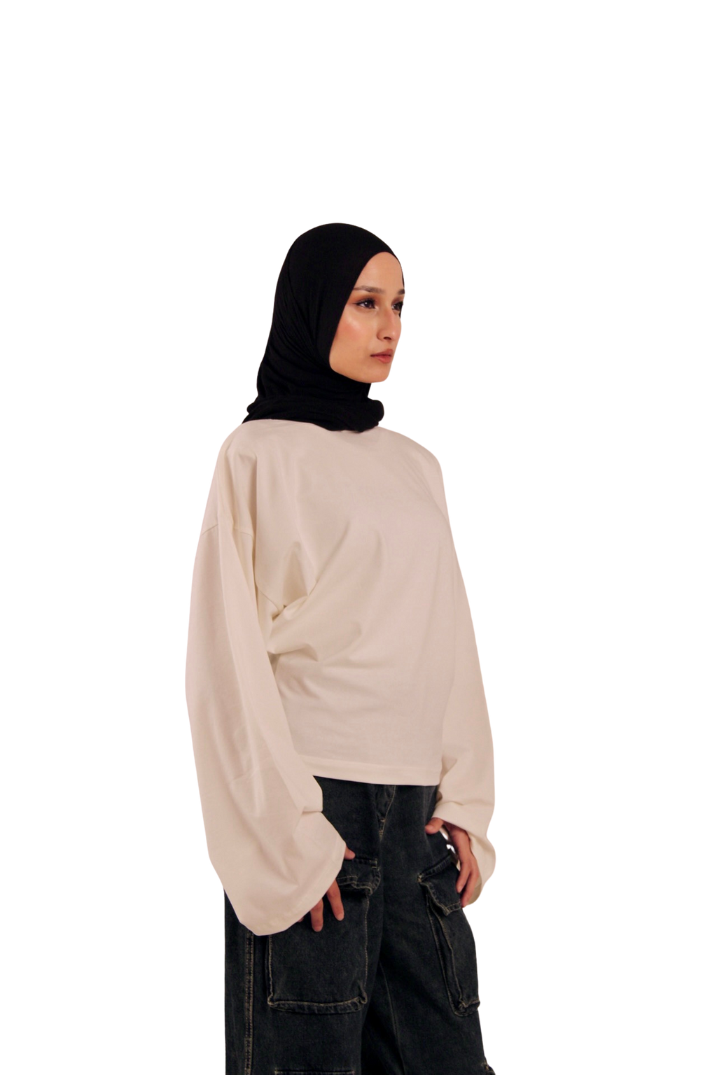 White Fitted Long Sleeve Tshirt