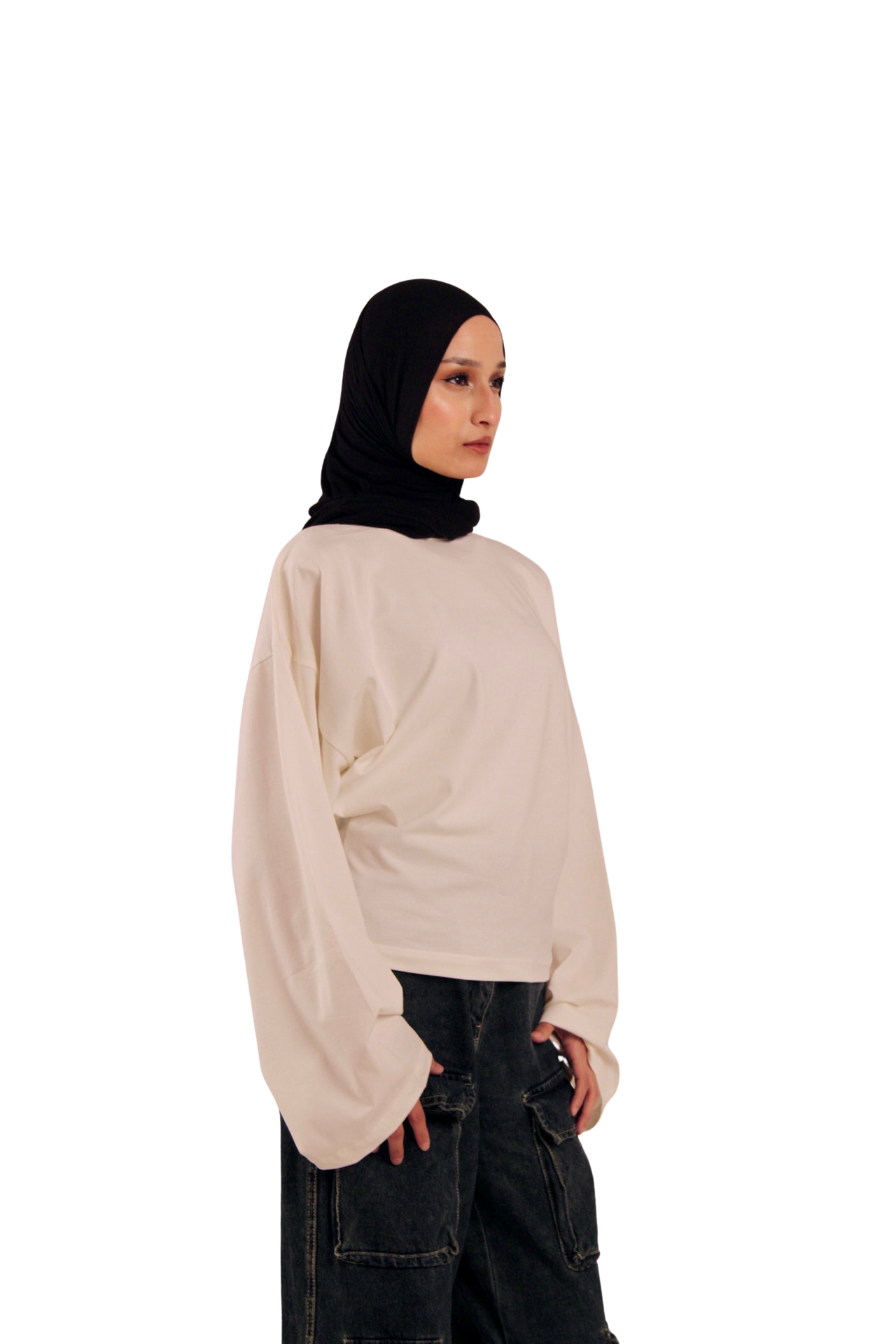 White Fitted Long Sleeve Tshirt