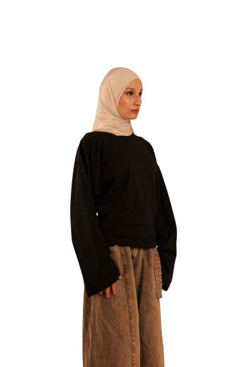 Black Fitted Long Sleeve Tshirt