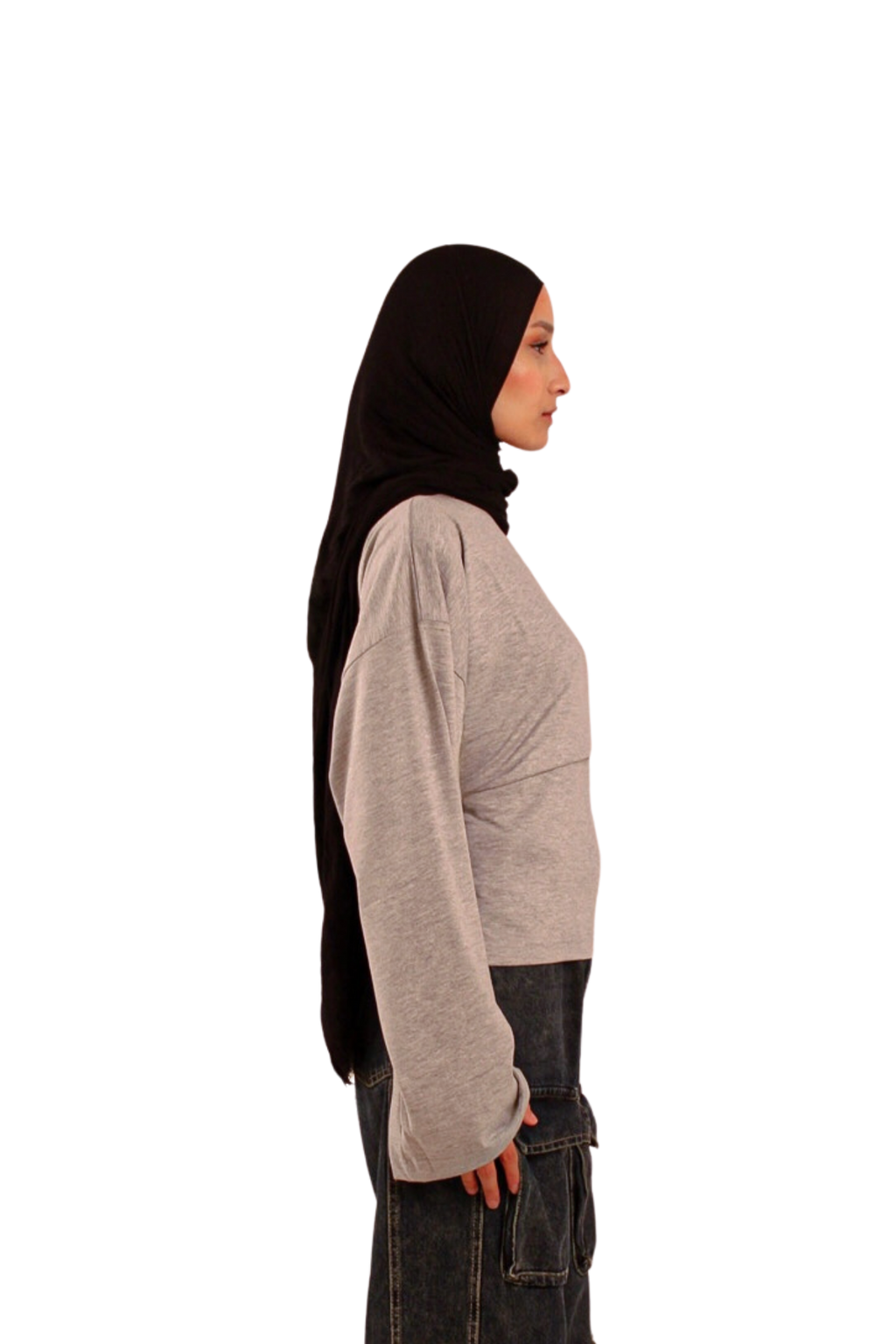 Light Grey Fitted Long Sleeve Tshirt