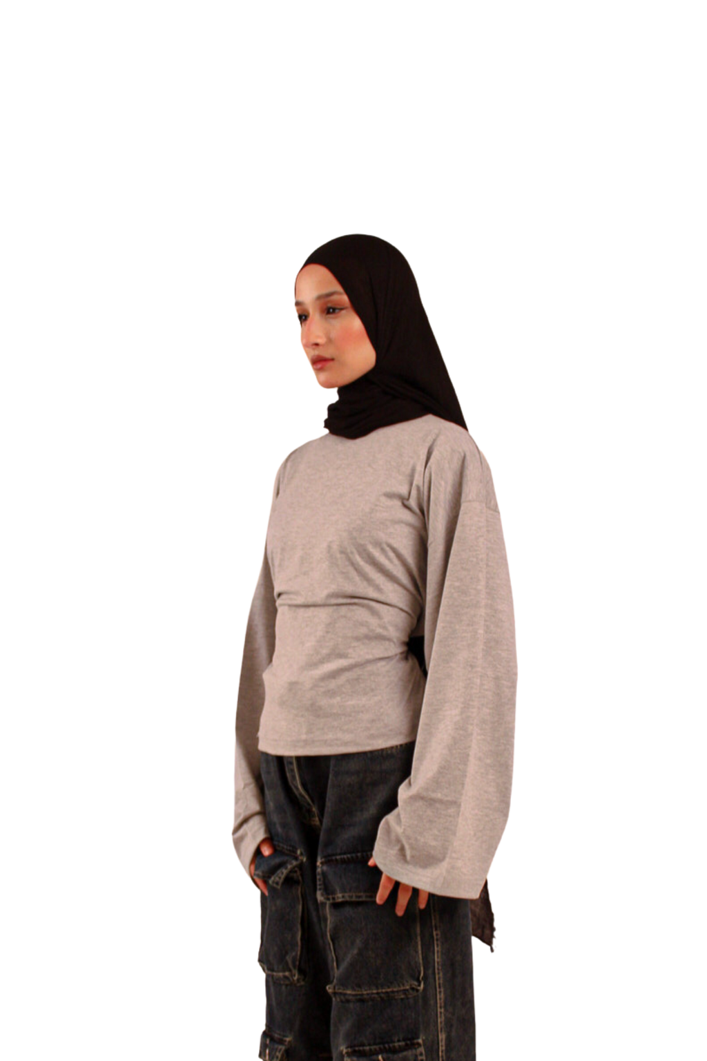 Light Grey Fitted Long Sleeve Tshirt