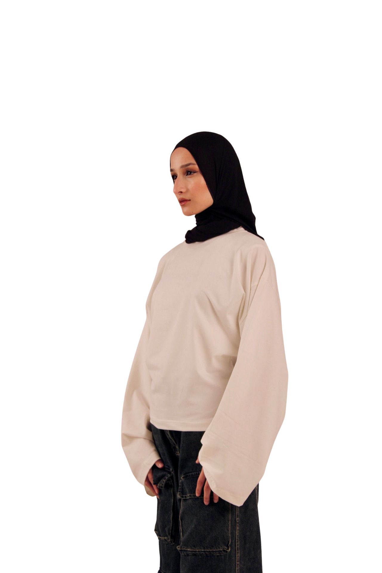 White Fitted Long Sleeve Tshirt