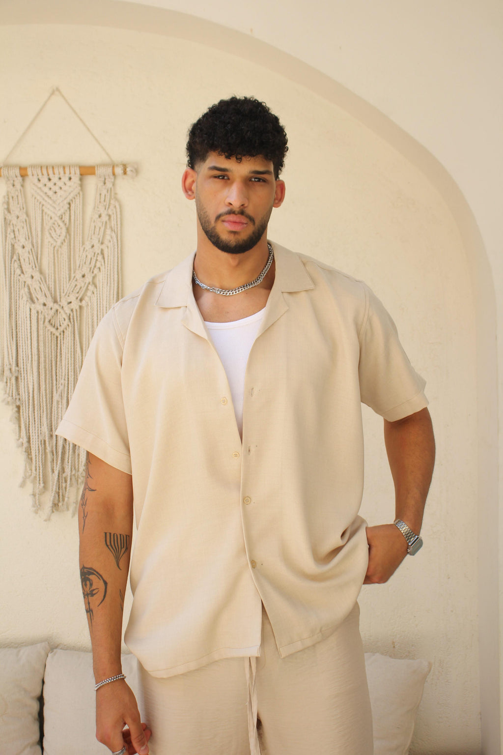 BEIGE LINEN SHIRT